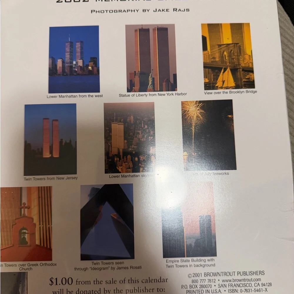 World Trade Center 2002 Memorial Calendar - Brown and Black